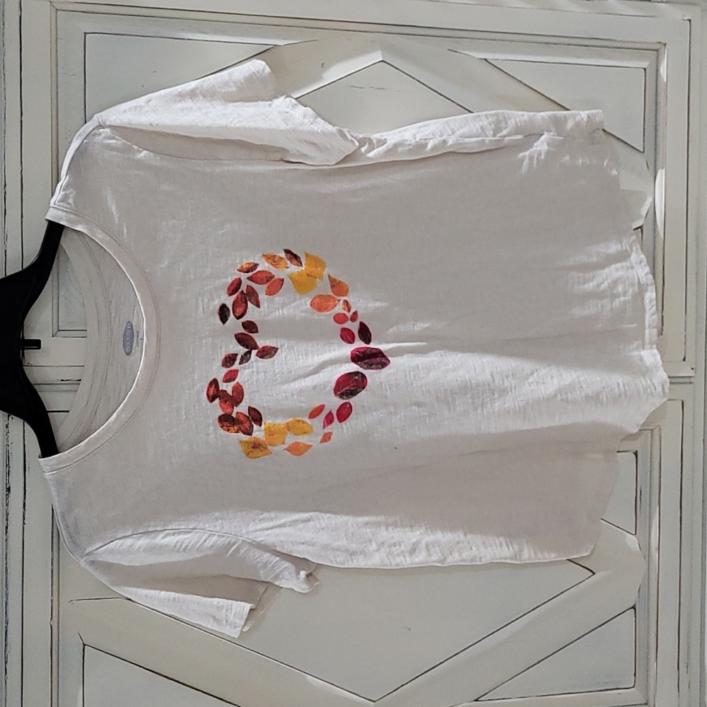 Fall Leaves Ladies Short Sleeve Shirt, Large